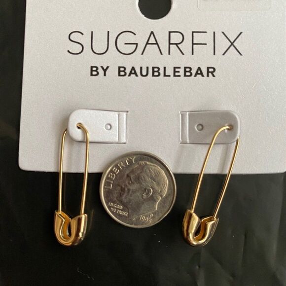 BaubleBar Safety Pin Nickle Free Earrings NWT - Picture 3 of 3
